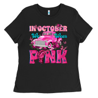 Black In October We Wear Pink Truck Ladies Tee - texasbilliewilder