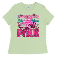 Matcha In October We Wear Pink Truck Ladies Tee - texasbilliewilder