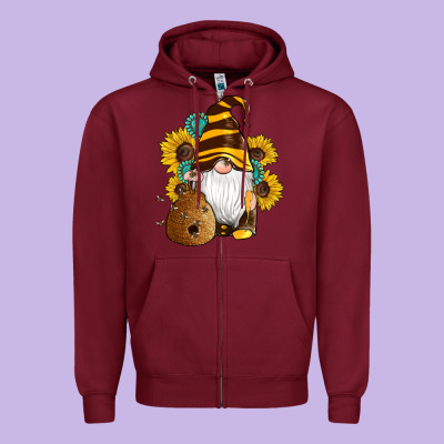 Western Bee Gnomes Beehive Honey Sunflowers Gemstone Zipper Hoodie Designed By Artiststas