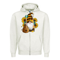 Oatmeal Heather western bee gnomes beehive honey sunflowers gemstone Zipper Hoodie - Artiststas