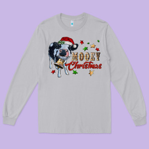 Mooey Christmas Long Sleeve Tee Designed By Ranaportraitstore