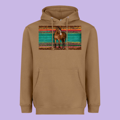 Western Horse Serape Tooled Leather Leopard  Sippy Cup Heavyweight Hoodie Designed By Barkaloodesign