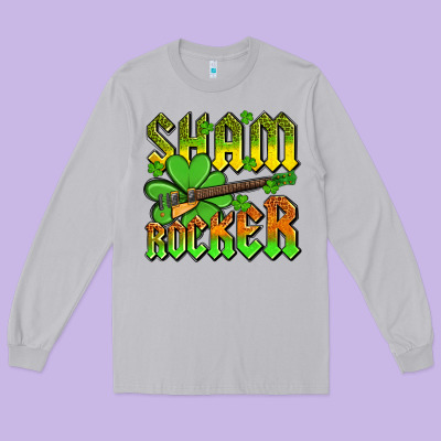 St. Patrick’s Day Sham Rocker With Guitar Long Sleeve Tee Designed By Oliviacreatesart