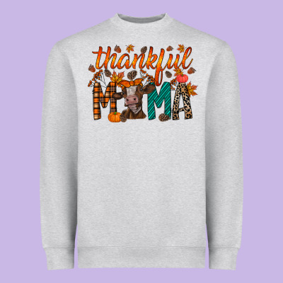 Thankful Mama Cow Heavyweight Sweatshirt Designed By Racoondesign