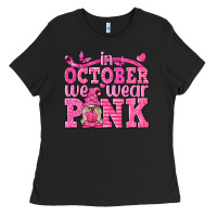 Black In October We Wear Pink with Gnome Ladies Tee - texasbilliewilder