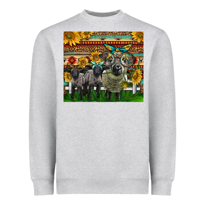 Western Cute Hampshire Sheep Family Heavyweight Sweatshirt by LillyAllenDesigns | Teevron