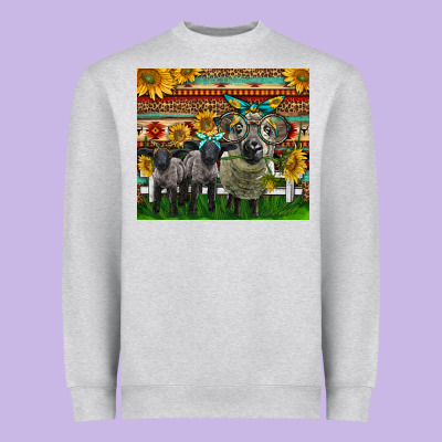 Western Cute Hampshire Sheep Family Heavyweight Sweatshirt Designed By Lillyallendesigns