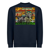 Navy Western Cute Hampshire Sheep Family Heavyweight Sweatshirt - LillyAllenDesigns
