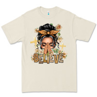Bone Gray Hair Believe Praying Caucasian Messy Bun Premium Tee - texasbilliewilder