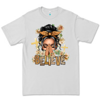 Dove Grey Gray Hair Believe Praying Caucasian Messy Bun Premium Tee - texasbilliewilder