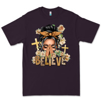 Plum Gray Hair Believe Praying Caucasian Messy Bun Premium Tee - texasbilliewilder