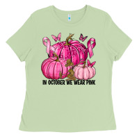 Matcha In October We Wear Pink with Pumpkin Ladies Tee - texasbilliewilder