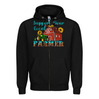 Black western support your local farmer Zipper Hoodie - Artiststas