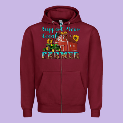 Western Support Your Local Farmer Zipper Hoodie Designed By Artiststas