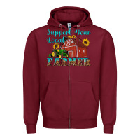 Burgundy western support your local farmer Zipper Hoodie - Artiststas