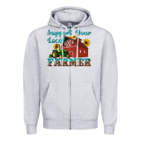 Heather Grey western support your local farmer Zipper Hoodie - Artiststas