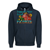 Navy western support your local farmer Zipper Hoodie - Artiststas