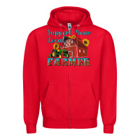 Red western support your local farmer Zipper Hoodie - Artiststas