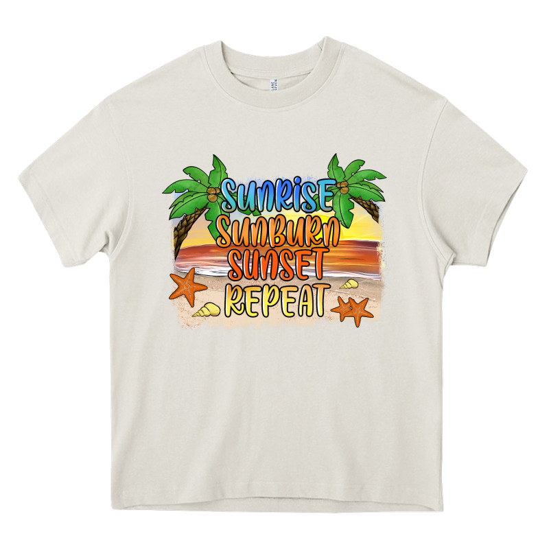 Sunrise Sunburn Sunset Repeat2 Heavy Core Tee by JahusDesignShop | Teevron