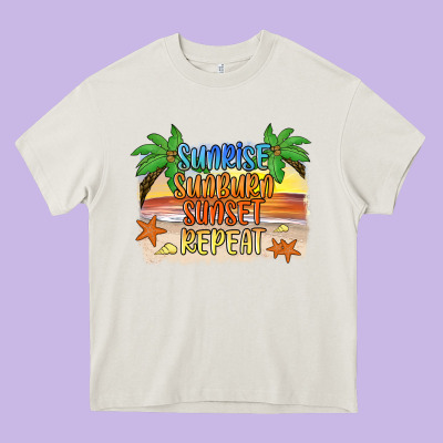 Sunrise Sunburn Sunset Repeat2 Heavy Core Tee Designed By Jahusdesignshop