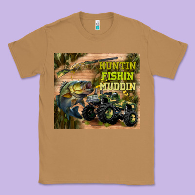 Huntin Fishin Muddin Classic Tee Designed By Tumblerdesignbyshophia