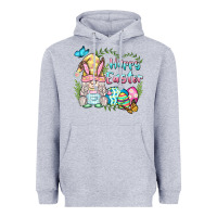 Heather Grey happy easter bunny gnome Heavyweight Hoodie - BarkalooDesign