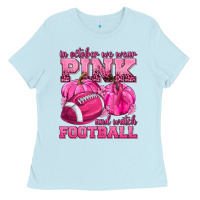 Baby Blue In October We Wear Pink Watch Football Ladies Tee - texasbilliewilder