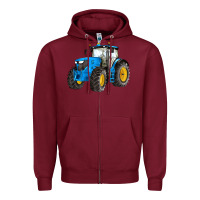 Burgundy western farm tractor blue Zipper Hoodie - Artiststas