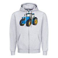 Heather Grey western farm tractor blue Zipper Hoodie - Artiststas