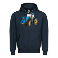 Navy western farm tractor blue Zipper Hoodie - Artiststas