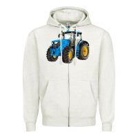 Oatmeal Heather western farm tractor blue Zipper Hoodie - Artiststas