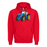 Red western farm tractor blue Zipper Hoodie - Artiststas
