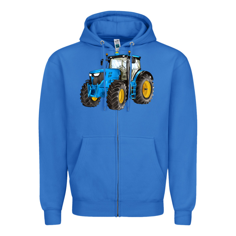 Western Farm Tractor Blue Zipper Hoodie by Artiststas | Teevron