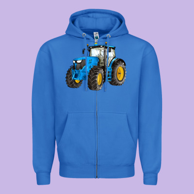 Western Farm Tractor Blue Zipper Hoodie Designed By Artiststas