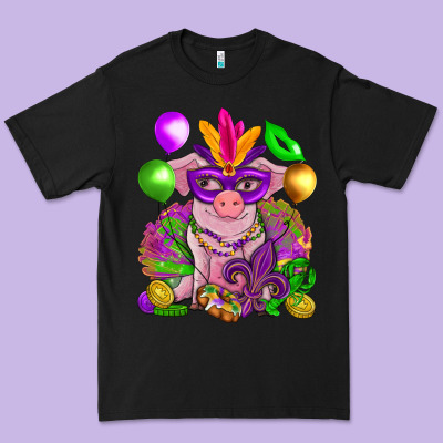Mardi Gras Pig Premium Tee Designed By Nancycooperartshop