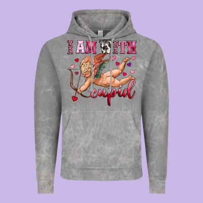 I Am With Cupid Vintage Hoodie Designed By Oliviacreatesart