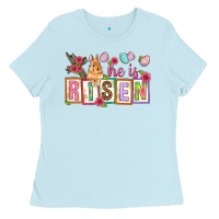 Baby Blue He is risen Ladies Tee - NancyCooperArtShop