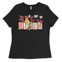 Black He is risen Ladies Tee - NancyCooperArtShop