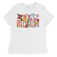 White He is risen Ladies Tee - NancyCooperArtShop