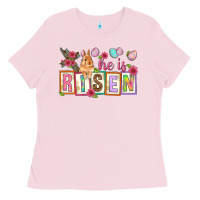 Bubblegum Pink He is risen Ladies Tee - NancyCooperArtShop
