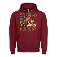 Burgundy western life is better on the farm Zipper Hoodie - Artiststas