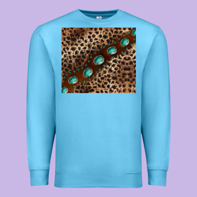 Leopard Gemstone Leather Premium Sweatshirt Designed By Barkaloodesign