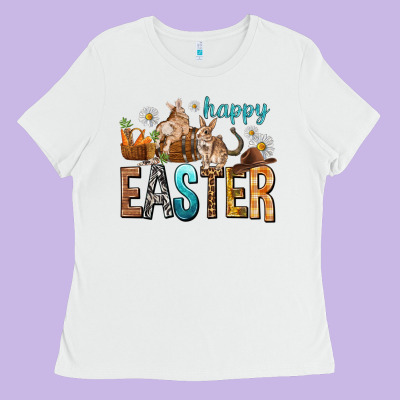 Happy Easter With Cowboy Ladies Tee Designed By Nancycooperartshop