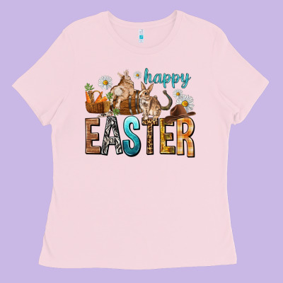 Happy Easter With Cowboy Ladies Tee Designed By Nancycooperartshop