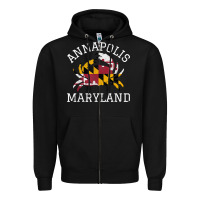 Black Annapolis Maryland Crab State Flag Home Travel Vintage Zipper Hoodie - longCreatives