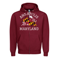 Burgundy Annapolis Maryland Crab State Flag Home Travel Vintage Zipper Hoodie - longCreatives