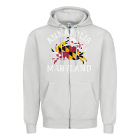 Dove Grey Annapolis Maryland Crab State Flag Home Travel Vintage Zipper Hoodie - longCreatives