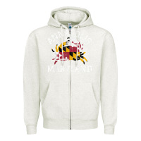 Oatmeal Heather Annapolis Maryland Crab State Flag Home Travel Vintage Zipper Hoodie - longCreatives
