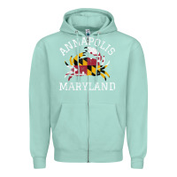 Seafoam Annapolis Maryland Crab State Flag Home Travel Vintage Zipper Hoodie - longCreatives
