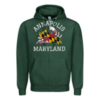 Sports Green Annapolis Maryland Crab State Flag Home Travel Vintage Zipper Hoodie - longCreatives